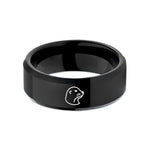 stylish rings for him – black tungsten seal wedding band