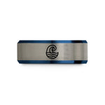 tungsten ring for him – black & blue & silver tungsten water crest wedding band