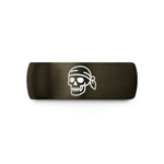 personalized tungsten ring him – gunmetal & black tungsten pirate skull bandana wedding band