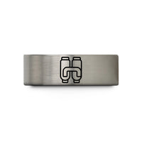 custom tungsten ring him – blue & grey tungsten twin cylinders manifold wedding band