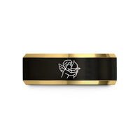 men's wedding band tungsten – black & gold tungsten cupid bow wedding band