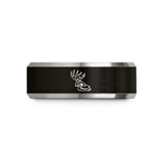 mens tungsten wedding band – black & silver tungsten deer skull wedding band