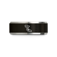mens tungsten wedding band – black & silver tungsten deer skull wedding band
