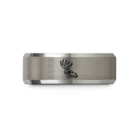 engraved tungsten ring him – black & silver tungsten deer skull wedding band