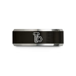 engraved tungsten carbide ring – black & gray tungsten hex nut bolt wedding band