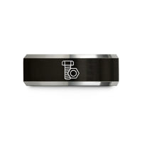 engraved tungsten carbide ring – black & gray tungsten hex nut bolt wedding band