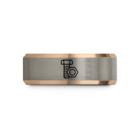 laser engraved tungsten ring – black & rose gold & gray tungsten hex nut bolt wedding band
