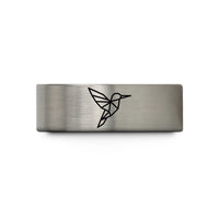 tungsten wedding ring – gray tungsten origami hummingbird wedding band