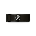 unisex tungsten bands sale – black tungsten sixteenth rest circle wedding band