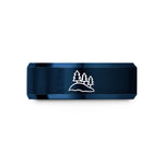 men's durable wedding band – blue tungsten snowy hill trees wedding band