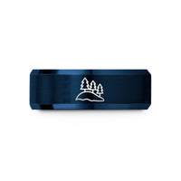 men's durable wedding band – blue tungsten snowy hill trees wedding band