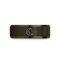 tungsten carbide ring unisex – gunmetal & rose gold tungsten star crescent wedding band