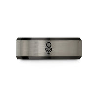 bevel edge band – black & blue & grey tungsten venus wedding band