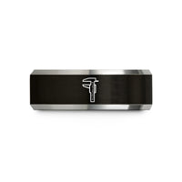 tungsten carbide ring – black & gray tungsten caliper wedding band