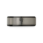 comfort fit tungsten ring – black & grey tungsten caliper wedding band