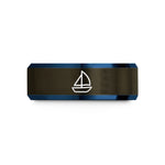 tungsten comfort fit ring – gunmetal & blue tungsten sailboat wedding band