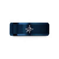 mens tungsten wedding band – blue tungsten cardinal letters wedding band