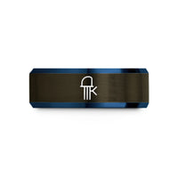 tungsten carbide ring him – gunmetal & blue tungsten pnp transistor wedding band