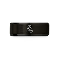 men's tungsten carbide ring – black & gold tungsten son heart wedding band