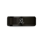personalized tungsten men's ring – black & rose gold tungsten son heart wedding band
