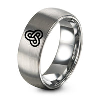 Mens Rings with Tungsten Engraved – gray tungsten trefoil knot ring