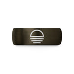 mens black tungsten band – gunmetal & black tungsten ground symbol wedding band