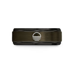 mens black tungsten band – gunmetal & black tungsten ground symbol wedding band