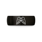 couples tungsten promise ring – black tungsten lovebirds heart wedding band