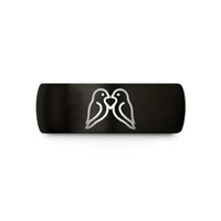 couples tungsten promise ring – black tungsten lovebirds heart wedding band