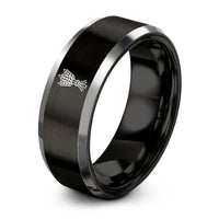 unisex tungsten carbide ring – black & grey tungsten lughnasadh wheat sheaf ring