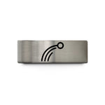 comfort fit ring him – blue & silver tungsten projectile trajectory wedding band