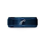 engraved tungsten ring him – blue tungsten projectile trajectory wedding band