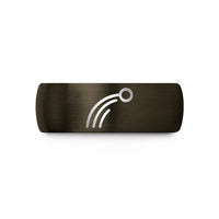 tungsten carbide wedding band – gunmetal & blue tungsten projectile trajectory wedding band