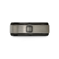 unisex tungsten wedding ring – black & blue & silver tungsten rope border wedding band