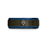 tungsten carbide ring unisex – gunmetal & blue tungsten test point wedding band