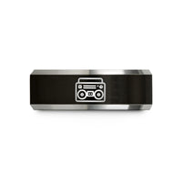 tungsten carbide jewelry sale – black & gray tungsten boombox wedding band