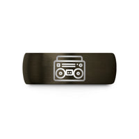 tungsten men's ring – gunmetal & black tungsten boombox wedding band