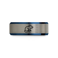 unisex tungsten wedding band – black & blue & silver tungsten rat wedding band
