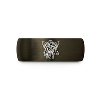 wedding bands for him – gunmetal & black tungsten saint michael scales wedding band