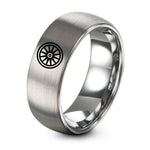 Mens Tungsten Carbide Rings – gray tungsten spoked motorcycle wheel ring