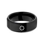 him gold band ring – black tungsten 8 pointed star wedding band