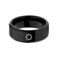 him gold band ring – black tungsten 8 pointed star wedding band
