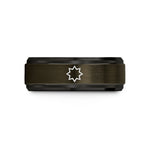 wedding band for him – gunmetal & black tungsten 8 pointed star wedding band