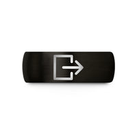 engraved wedding band him – black tungsten exit arrow wedding band