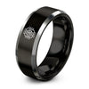 AI Microchip – Tungsten Wedding Band, 8 mm, Grey, Black Comfort-Fit Unisex