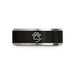 gold wedding band him – black & silver tungsten paw pattern wedding band