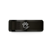 engraved rings for couples – black tungsten paw pattern wedding band