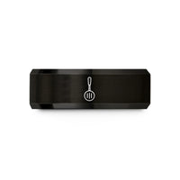 black gold wedding band – black tungsten slotted spoon wedding band