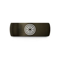 mens ring with engraving – gunmetal & black tungsten ball bearing wedding band