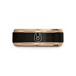 wedding band for him – black & rose gold tungsten bib heart wedding band